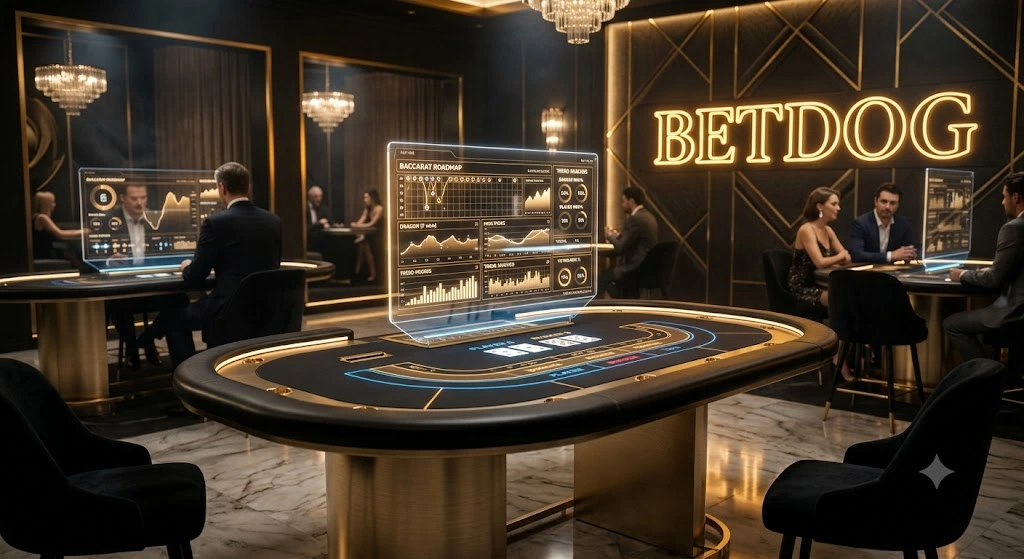 การวิเคราะห์สถิติและรูปแบบเค้าไพ่บาคาร่าบนหน้าจอโฮโลแกรมในแพลตฟอร์ม iGaming ระดับพรีเมียมแบรนด์ BETDOG